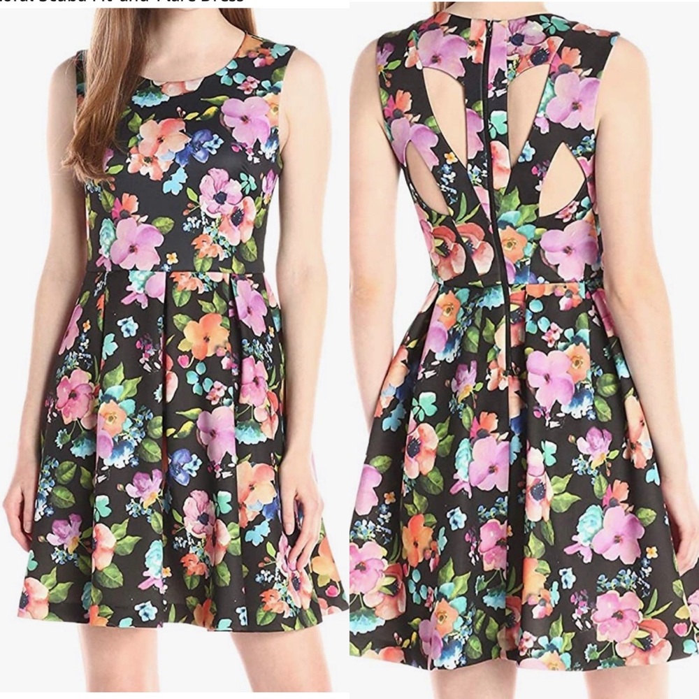 Betsey Johnson Floral Scuba Fit-and-Flare Sz 6